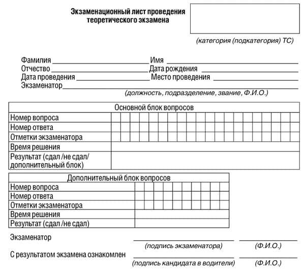 купить лист сдачи теоретического экзамена ПДД в Майском